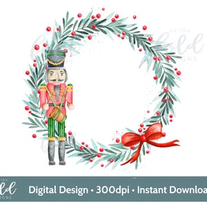 Quebra-nozes Soldado de Brinquedo Guirlanda de Natal PNG Download digital instantâneo de sublimação clipart