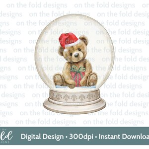 Orsetto di Natale, Globo di neve 1° Natale, Download di clipart digitali PNG, Vestiti per bambini, Design per biglietti di Natale, Sublimazione, Bastoncino di zucchero