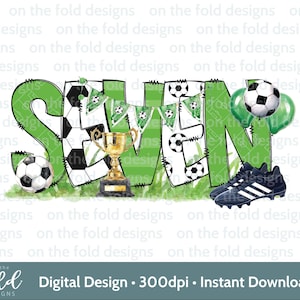 Voetbal 7e verjaardag clipart voetbal jongen tshirt baby vest kaart print je eigen PNG gepersonaliseerde footie party footy boots sublimatie UVDTF