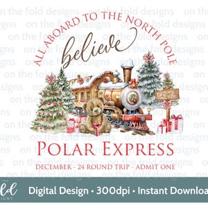 Polar Express Polar Express Osito de peluche Clipart Sublimación rafting Fabricación de tarjetas Diseños UVDTF e impresión Png navideños para sacos de Navidad Pijamas Adornos