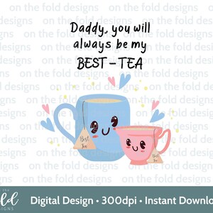 Papà Bes-tea Clipart Festa del papà Compleanno Stampa a sublimazione UVDTF DTG PNG Carta Design gilet Grafica Papà e bambino Immagine comica carina