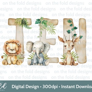 Safari Clipart Dschungel Tiere PNG transparente Clipart Sofort-Download Personalisieren Druck 10.Geburtstag Karten Geschenke Wand Kunst Neutral Ten
