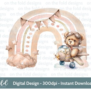 Nounours arc-en-ciel PNG, création de cliparts transparents, nouveau-né, image d'anniversaire, impression par sublimation, fabrication de cartes, imprimez le vôtre, téléchargement immédiat