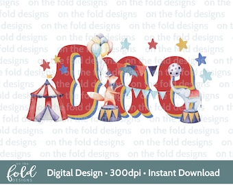 Circus 1st birthday clipart PNG number one party theme instant download sublimation and crafting, t-shirt design card making family clothing