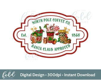 ノース ポール コーヒー カンパニーのホット ドリンク クリップアート PNG 昇華カード クラフト クリスマス サイン、クッション、ポスターなど