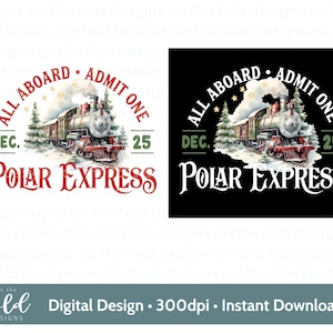 Polar Express Clipart Traditional Christmas Train Believe Bell Train Png T-shirt Design PNG Ticket Card Design, Sublimation image Uvdtf Dtg