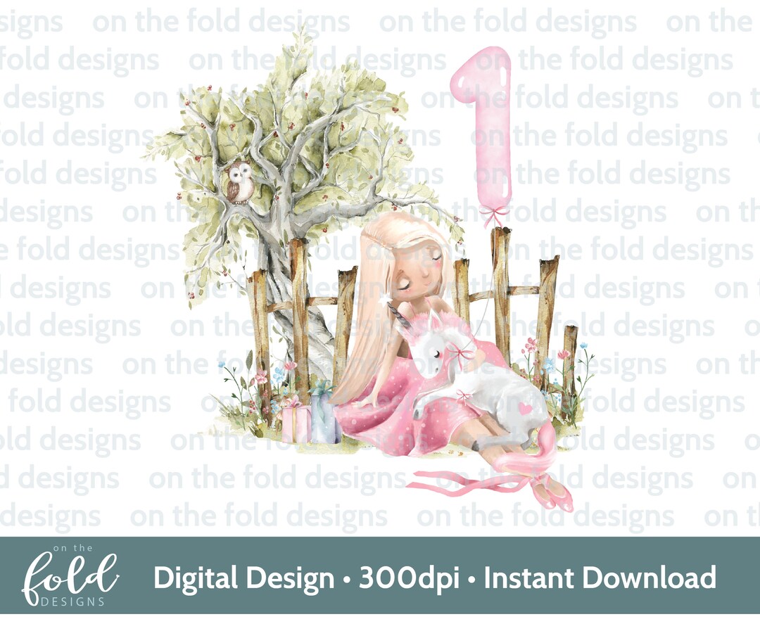 Ballerina Unicorn Floral Clipart Pink Flowers Number One First PNG ...