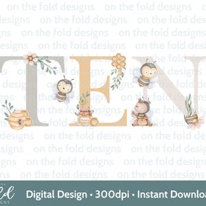 Bee verjaardag clipart tien png transparante achtergrond honing kam Bee Hive sublimatie ontwerp instant digitale download kaart UVDTF Crafting