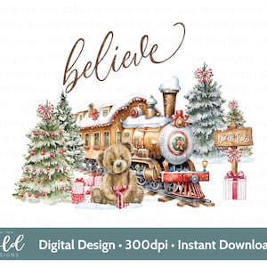 Polar Express Polar Express Teddy Clipart  Sublimation rafting Card Making UVDTF designs and Print Christmas Png for Xmas Sacks Pjs Baubles