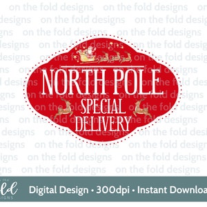 Santa Reindeer Sleigh Clipart, Rudolph, Signo de entrega especial Diseño de camiseta PNG, Saco de Navidad, diseño de tarjeta, Imagen de sublimación Descarga instantánea