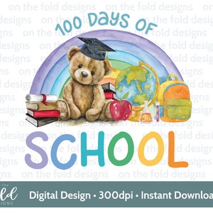100 días de escuela Clipart 1er día Sublimación primaria PNG Cuando me despierto Descarga digital instantánea PJ Diseño UVDTF Diseño Imagen transparente