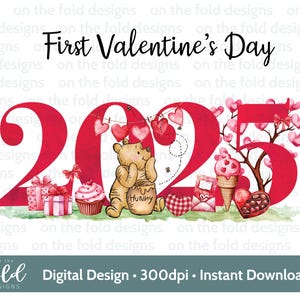 Pooh Valentine Clipart werden Sie mein sein Herzbaum PNG Digital Download Sublimationskarten Geschenke Personal & Small Business, 1st Love PNG