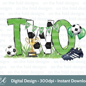 Football 2e anniversaire Clipart football garçon Tshirt bébé gilet carte imprimer votre propre PNG personnalisé Footie Party Footy bottes Sublimation UVDTF