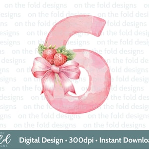 Aardbei 6e verjaardag clipart png bes schattig SixImage opstrijkbare sublimatie crafting kaarten maken UVDTF DTG transparante download