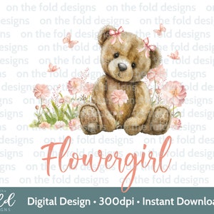Blumenmädchen Clipart PNG, Hochzeitskarte, willst du mein Blumenmädchen sein, Sofortiger Download Druck Sublimationskarte Design Brautjungfer PJs DTG Design
