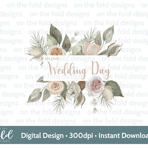 Clipart del día de la boda, PNG de recién casados, descarga de impresión instantánea, clipart de acuarela de Sr. y Sra., diseños de sublimación, diseño de tarjetas, descarga