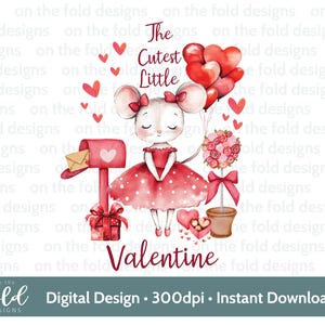 La plus mignonne petite Saint-Valentin Clipart sublimation PNG Saint-Valentin souris Ballet gilet bébé bavoir Design Téléchargement instantané Utilisation personnelle et petite entreprise