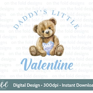 Clipart di Teddy di San Valentino di papà Bambino Cuore blu PNG Download digitale Biglietti di sublimazione Regali Amore carino Teddy UVDTF Png Gilet per bambini