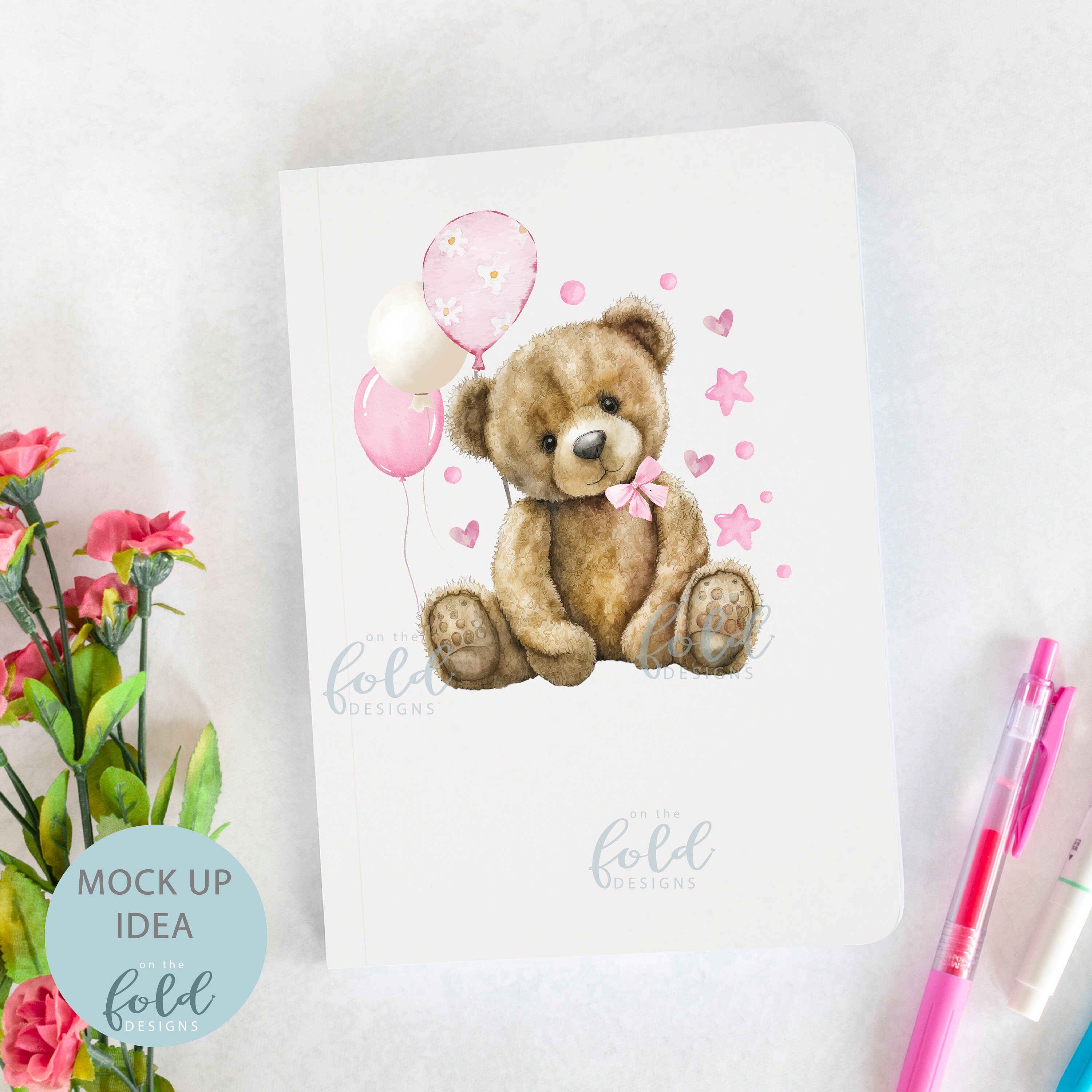 Teddy Bear, Pink Balloon Clipart Birthday, UVDTF Sublimation PNG ...