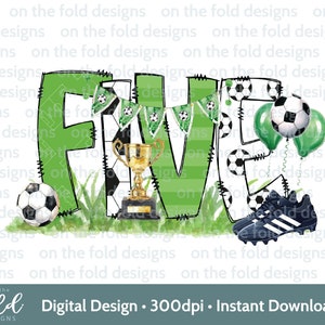 Calcio 5° compleanno Clipart Calcio ragazzo maglietta gilet bambino carta stampa il tuo PNG personalizzato festa di calcio stivali da calcio sublimazione UVDTF