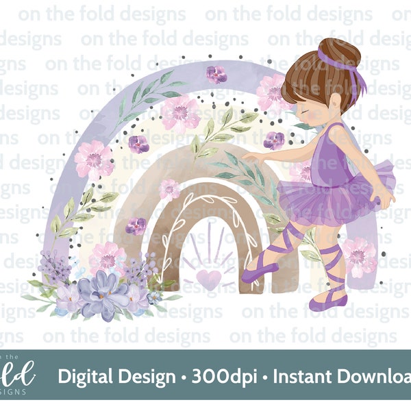 Ballerina rainbow, purple ballerina, Ballet clipart, Rainbow, Girls birthday, PNG, Instant download, Sublimation clipart, ballet image