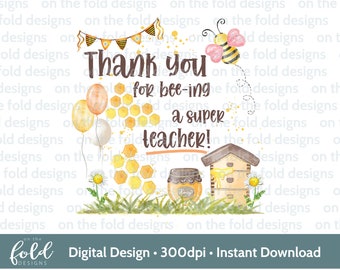 Leraar bedankt clipart png, bijencadeau, schoolsublimatie, onderwijsassistent ontwerp, transparante afdrukbare afbeelding, instant download