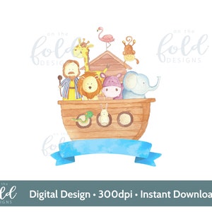 Noahs Ark Christening Baptism clipart PNG sublimation design instant download file with transparent background 300dpi