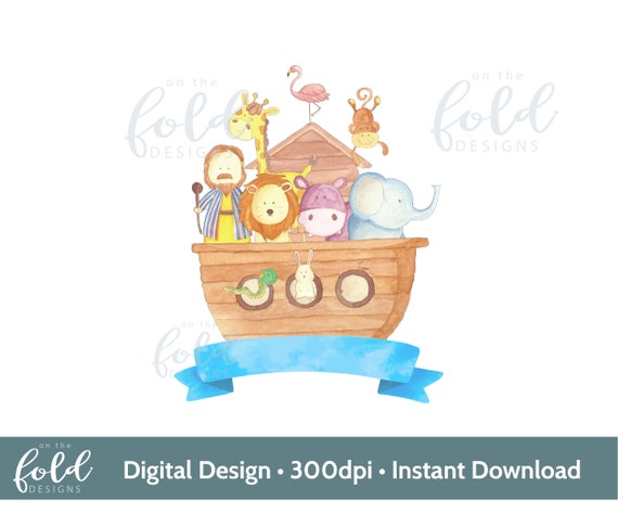 Noahs Ark Christening Baptism clipart PNG sublimation design instant download file with transparent background 300dpi