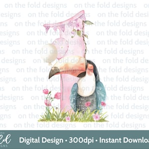Clipart 1er anniversaire de toucan, bébé, Safari, jungle aquarelle carte gilet bébé Design rose une impression par Sublimation, Image graphique Uvdtg