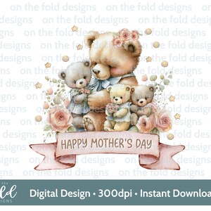 Mother&#39;s Day Teddy Bear Clipart Mothering Sunday Custom Mummy Bear PNG Instant Digital Clipart Sublimation Cards Tumbler Print Baby Vest
