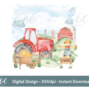 Red Tractor Farm Scarecrow png clipart design transparent clipart image instant download