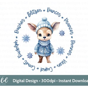 Rendieren kerst clipart PNG Blue Boy 1e kerst digitale download sublimatie crafting kaart maken Cricut-afbeelding Uvdft Dtg afdrukbare afbeelding