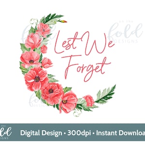 Poppy-herinnering Lest We Forget-krans PNG voor directe download Sublimatie clipart