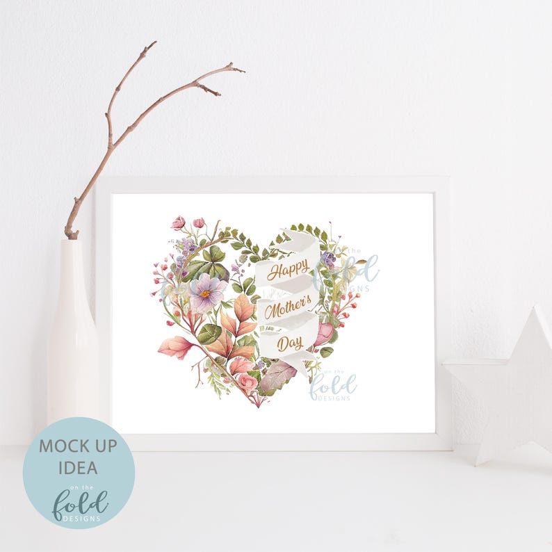 Mother's Day Clipart Flower Heart PNG Instant Digital Download Clipart ...