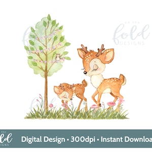 Bosque, Bosque, Diseño de animales, Ciervo, Búho, Zorro Diseño de sublimación de composición floral PNG descarga digital instantánea, elaboración, pequeñas empresas