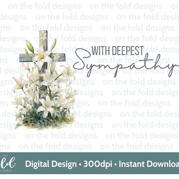 With Deepest Sympathy Clipart, Sincere Condolences, png clipart, on the loss of a loved one  clipart image instant download, transparent