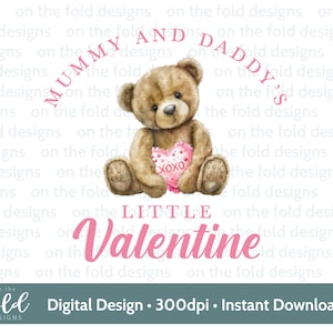 Clipart de osito de peluche de San Valentín de mamá y papá Bebé niña Corazón rosa PNG Descarga digital Tarjetas de sublimación Regalos Lindo osito de peluche de amor UVDTF Png