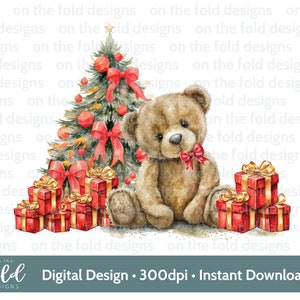 Teddy di Natale, 1° Natale, download istantaneo di clipart digitale PNG rosso, vestiti per bambini, design di cartoline di Natale, sublimazione, creazione di cartoline DTF, DTG