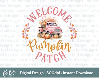 Welcome to the Pumpkin Patch Pink Sign Halloween PNG digital clipart download wall art card design gift sublimation print wall decor