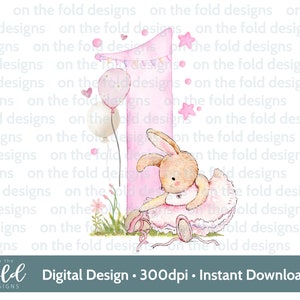 Ballerina, 1e verjaardag, ballethaas, roze danseres, sublimatieontwerp, PNG, digitale download, feestvarken, instant digitale download