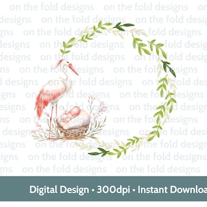 Nieuwe baby ooievaar clipart instant download transparante achtergrond baby kaart vesten aandenken sublimatie UVDTF