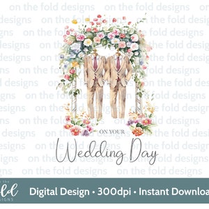 Wedding Day Clipart, Just Married PNG, Instant Download, Mr and Mr Print, Watercolour Clipart, Sublimation Designs, Card Design, Download