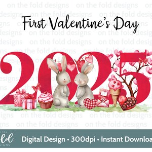 Coelho Coelho Valentine Clipart 2025 Coração Jardim PNG Download Digital Instantâneo DTF Sublimação Cartão Artesanato Bebê Colete Artesanato Cartão de Dia dos Namorados