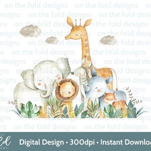 Safari Clipart Png Animal de la jungle Transparent Png Téléchargement instantané Sublimation marron neutre Design d'invitation nouveau bébé gilet carte de bébé