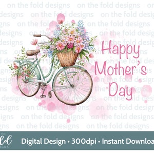 Muttertag Clipart, Fahrrad, Blumen, french chic, Blumen Png, transparent, sofortiger Download, personalisieren Sie Ihre eigenen Sublimationsgeschenke