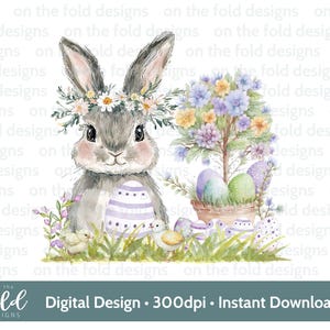 1a Pasqua Viola Clipart Ballerina Coniglietto Coniglio Uovo Acquerello PNG Sublimazione Digitale Carta Creazione Gilet Bambino Design UV-DTF Pj's Card