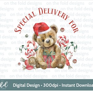 Spezielle Lieferung Weihnachten Clipart Teddy Pj Xmas PNG Sofortiger digitaler Download Xmas Sack Design Sublimation Uvdtg Druck Teddy Candy Canes Png