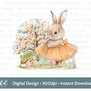 Coniglietto Pasqua Clipart Ballerina Tutu Fiori Primavera Giardino Uovo Acquerello PNG Download Digitale Sublimazione Carta 1° Uv Dtf Gilet Bambino