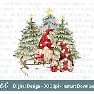 Gnome Hot Cooca Scandi hot chocolate sleigh Red Gonk PNG instant digital clipart download for sublimation waterslide crafting