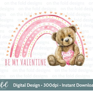 San Valentino Arcobaleno Orsacchiotto PNG Rosa Amore Cuore Instant Digi Clip Art Sublimazione Carte Regali DTF Personal Small Business Uso 1° San Valentino